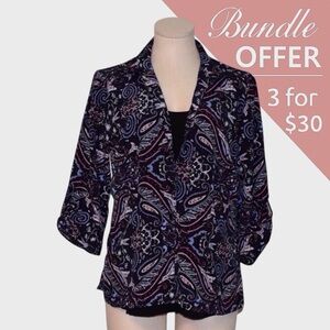 Notations Faux Layer Button-Up Crinkle Top